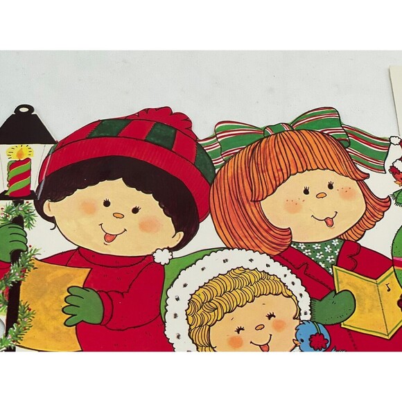 Large Vintage Christmas Die Cut, Caroling Children, Eureka USA, Two-Sides, NOS - Picture 12 of 16